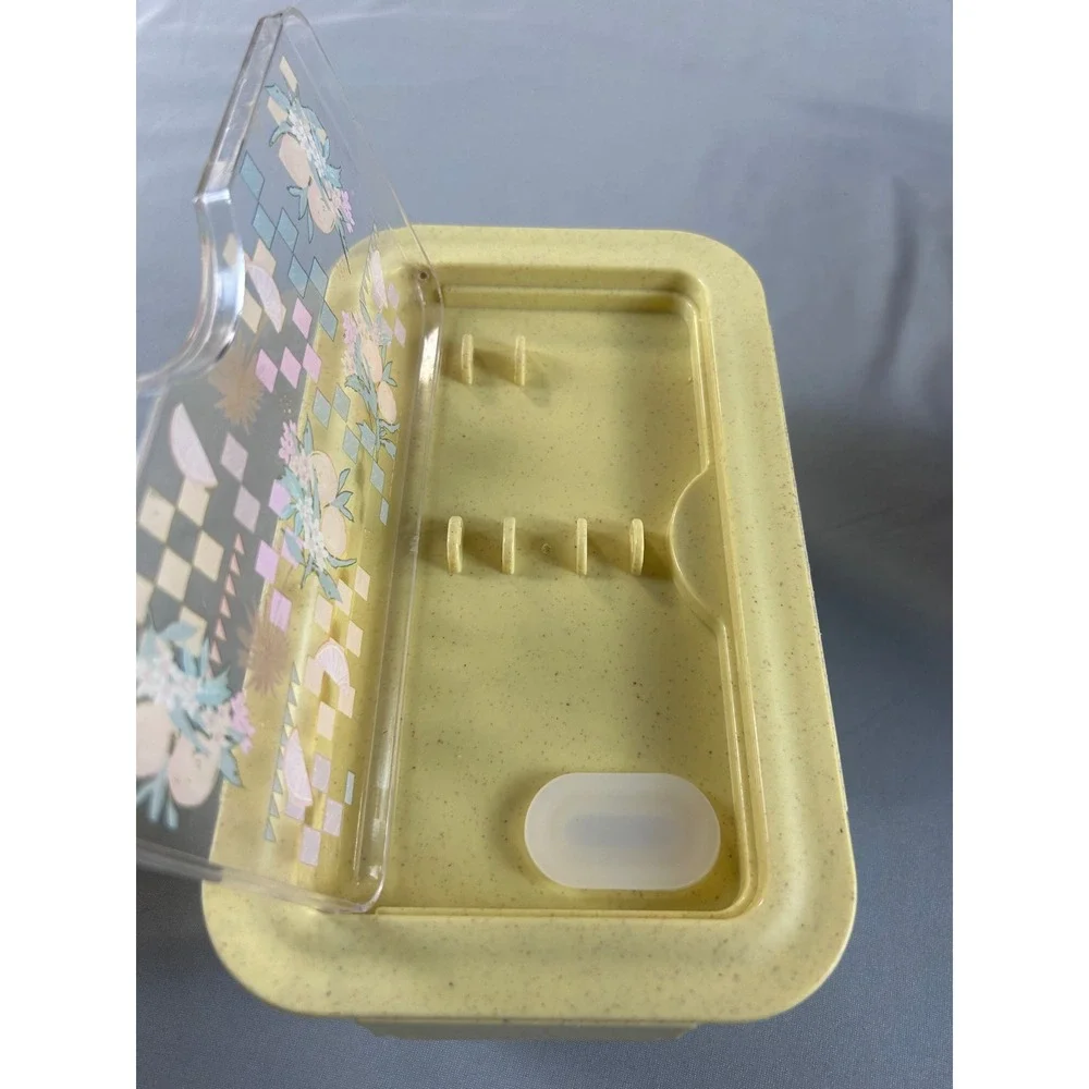 3pc Box Set Pastel Pink Blue Yellow Divided Lunch Containers‎ missing utensils